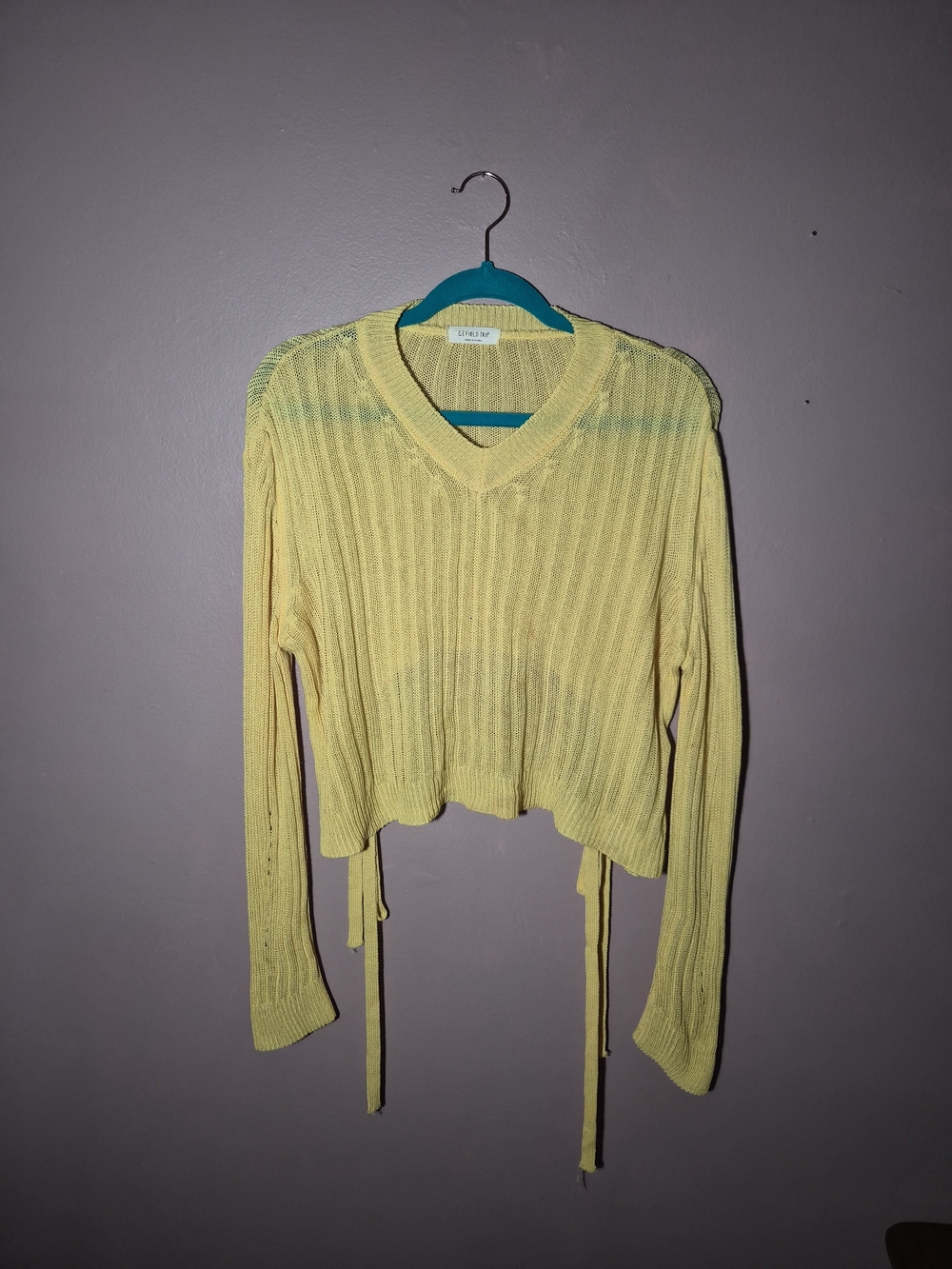 Womens Yellow Sweater Top Cropped Long Sleeve Korean Kfashion 3.3 Field Trip ✨️